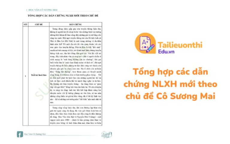 Tổng hợp các dẫn chứng NLXH mới theo chủ đề Cô Sương Mai
